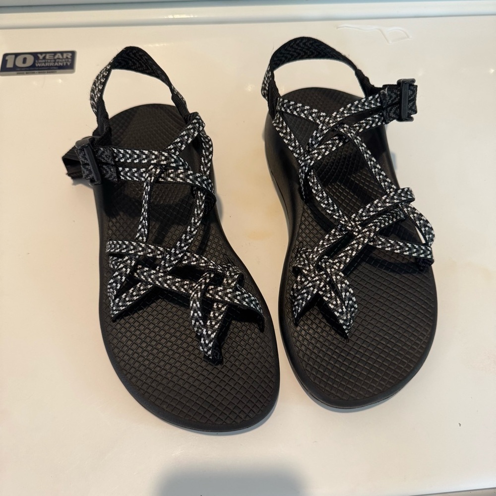 Chaco Black & White Patterned Strappy Sandals